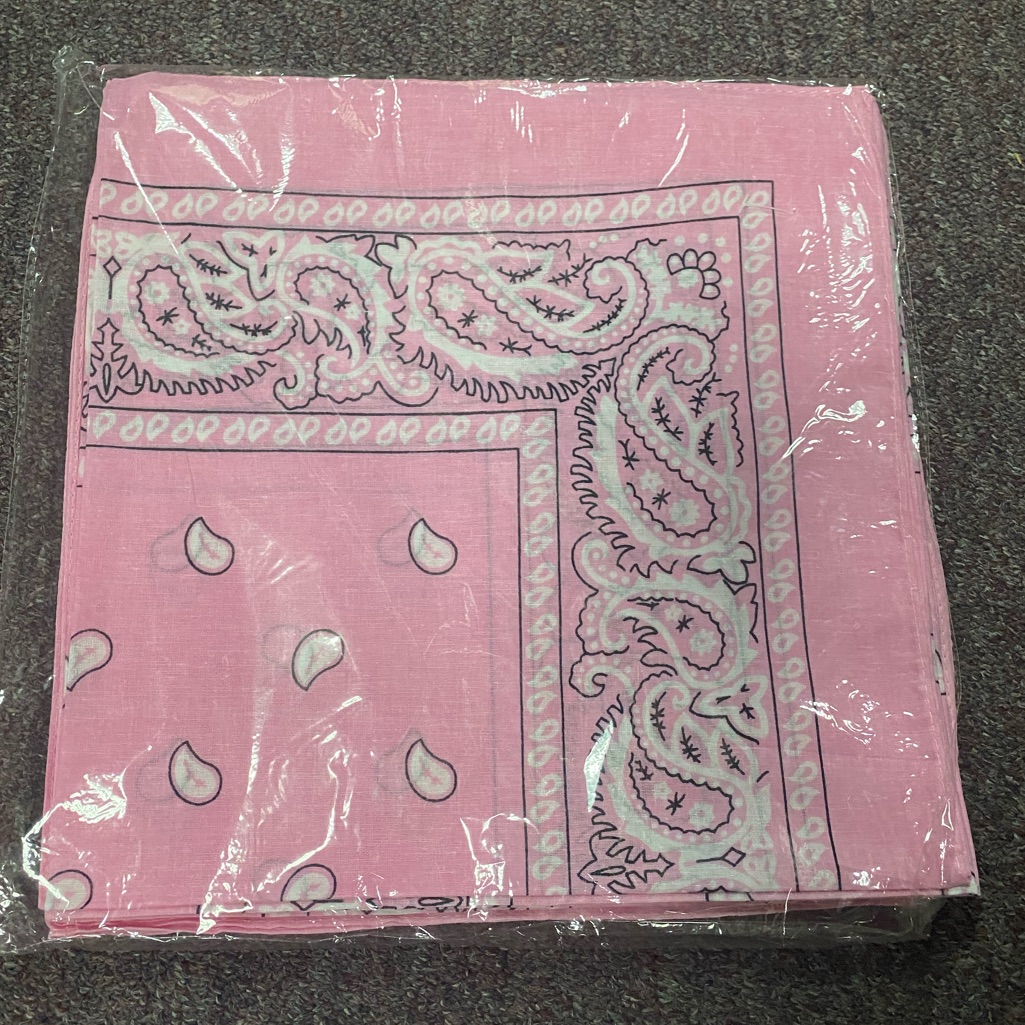 12 Pink Western Pattern Bandannas